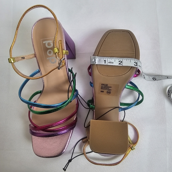 Pop Fuchsia Multi Colored Kallie Heeled Sandals Size 8 - Picture 10 of 13